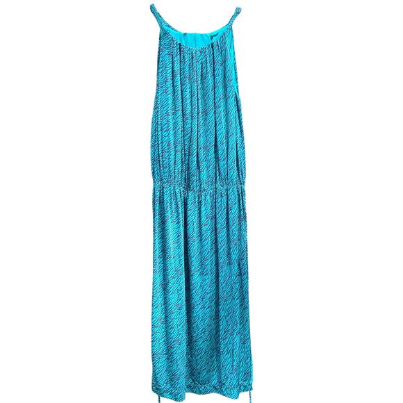 MaxMara Sleeveless Dress Elastic Waist Adjustable Tie Blue Purple Size Medium - Picture 1 of 15